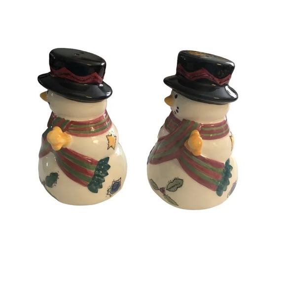VINTAGE SANGO 1990's Snowman Salt & Pepper Shakers Christmas Xmas Winter - Picture 4 of 6